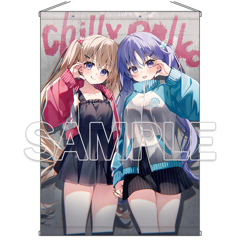 『すいみゃ描き下ろし』白花ちゃんと黒音ちゃん タペストリー